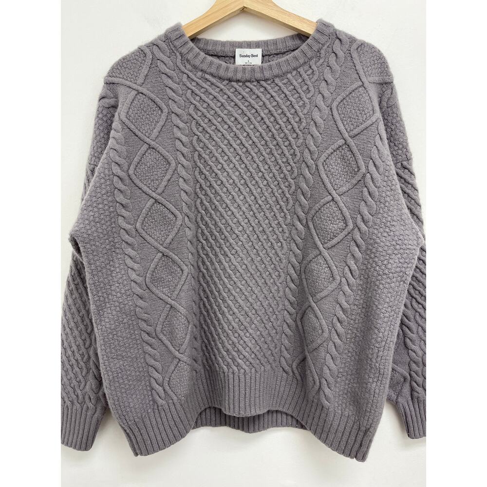 Aritzia Sunday Best Peggy Chunky Cable Knit Merino Wool Oversized Sweater Small - Picture 3 of 8
